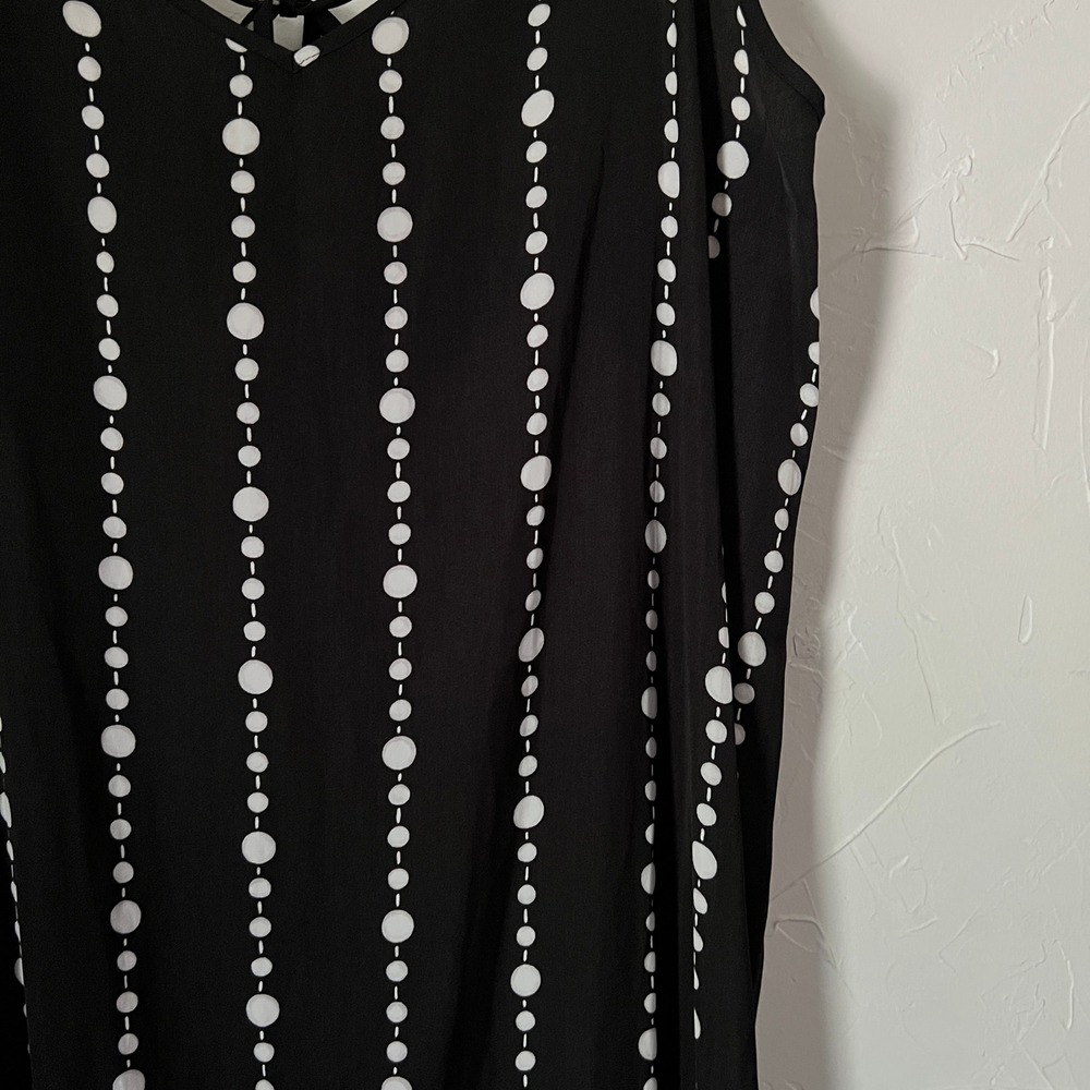 Kate Spade New York Black White Dot Stripe Sleeveless Midi Dress Size M - Picture 9 of 13